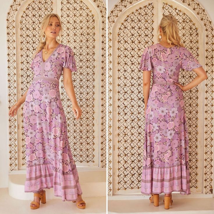 Brand Description: “Be Transported To Carefree Days Of Yesteryear In Our Lovebird Maxi! We Are Just So Obsessed With This Timeless, Truly Romantic And Feminine Gown. With A V Neckline, Fitted Waistband, Ruffle Hem All With Incredibly Detailed Print Placement, Nothing Has Been Spared In The Design Of This Dress. This Maxi Would Make The Ultimate Bridesmaid Dress Or Special Occasion Festive Frock!” Brand New With Tags Size: 12 (Aus Sizing) Lavender Bohemian Short Sleeve Dress, Bohemian Lavender V-neck Maxi Dress, Fitted Lavender Bohemian Dress, Lavender Floral Print V-neck Maxi Dress, Lavender V-neck Floral Print Maxi Dress, Lavender Floral Print Short Sleeve Dress, Flowy Bohemian Lavender Dress, Lavender Short Sleeve Maxi Dress, Lavender V-neck Bohemian Maxi Dress