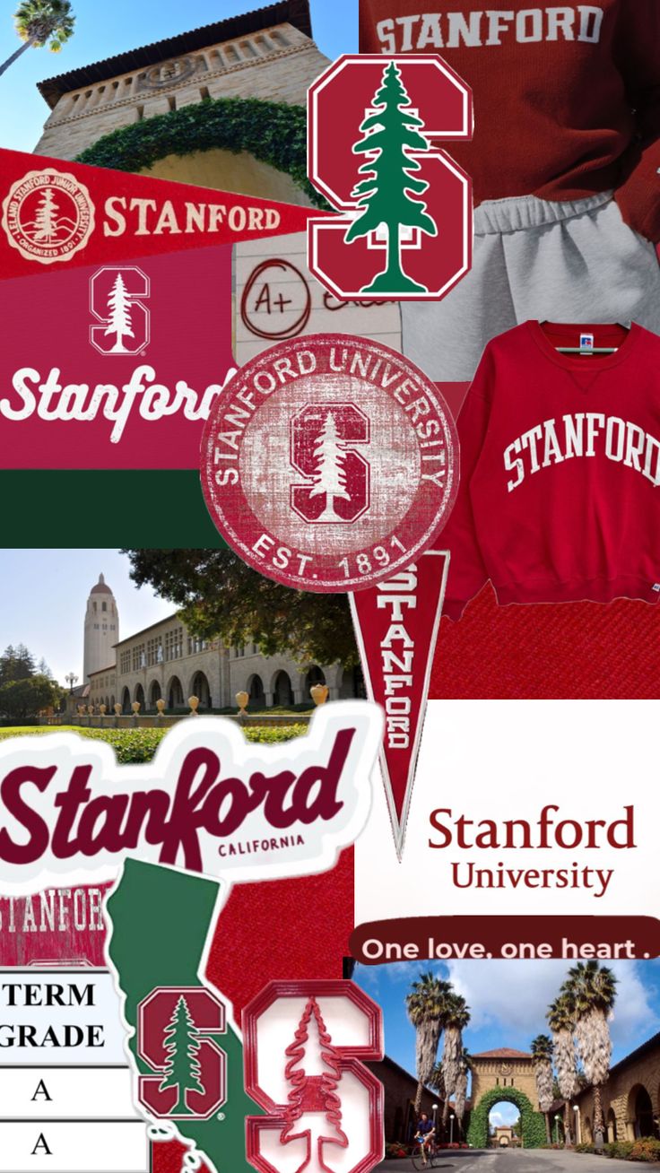 stanford university collage with red, white and green letters on the bottom right corner