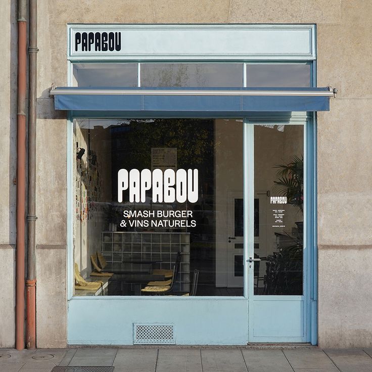 a store front with the words papagou on it