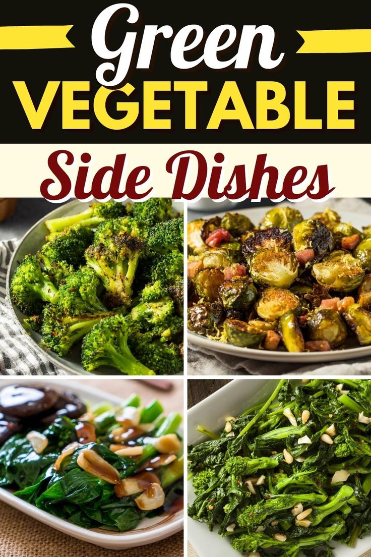 green vegetable side dishes with text overlay that reads, green vegetable side dishes