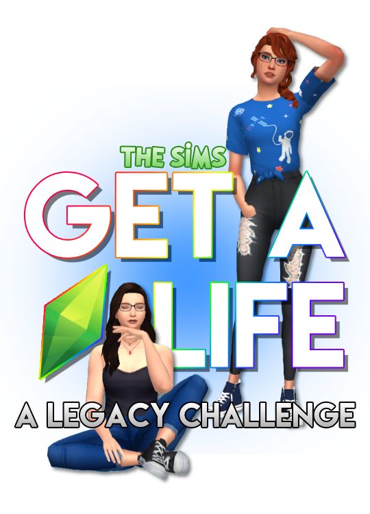 the sims get a life logo with an image of two women sitting next to each other