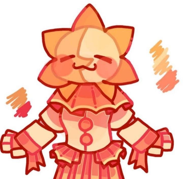 a drawing of a cat dressed in an orange and pink dress with her hands on her hips