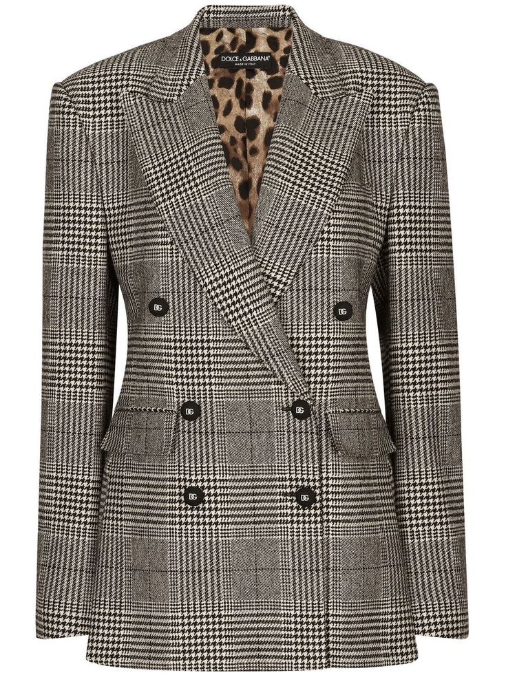 Houndstooth Jacket Outfit, Dolce And Gabbana Suits, Dolce Gabbana Jacket, Dg Logo, Houndstooth Jacket, Glen Plaid, Double Breasted Jacket, Houndstooth Pattern, Dolce E Gabbana