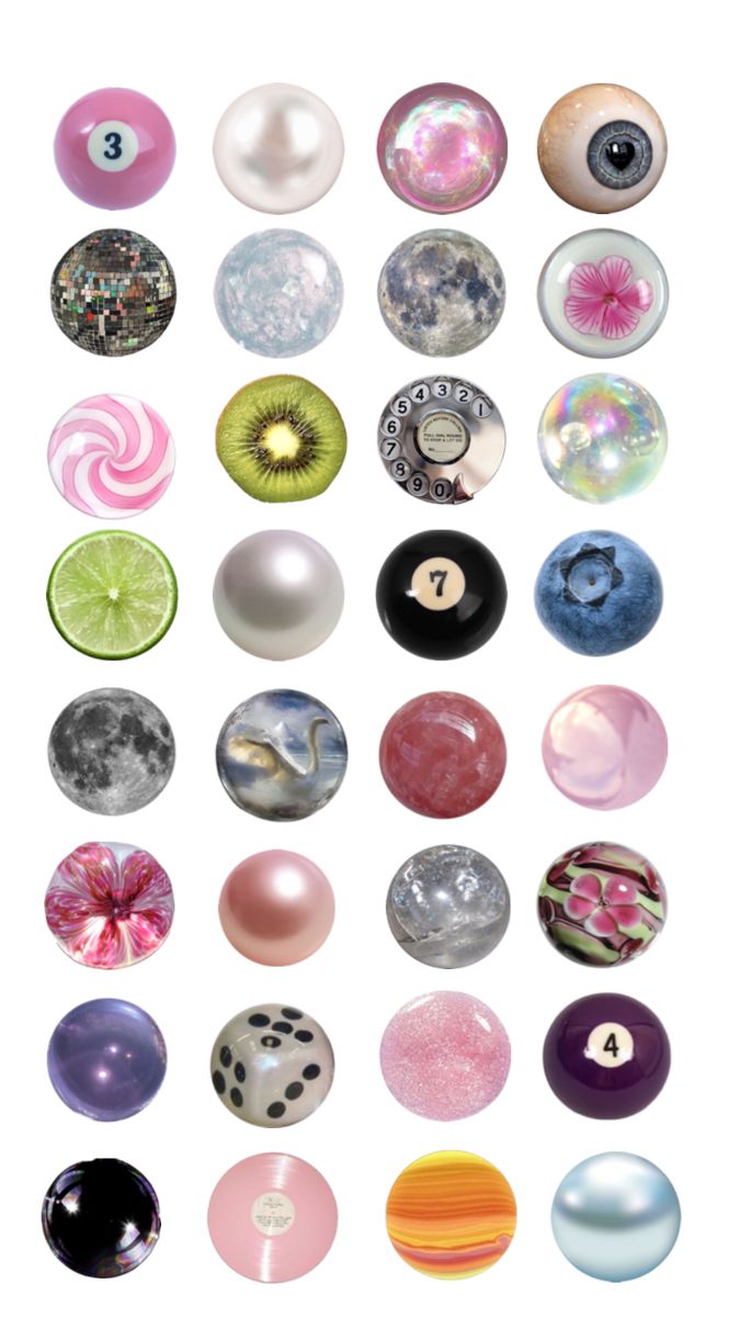 an array of different types of buttons on a white background