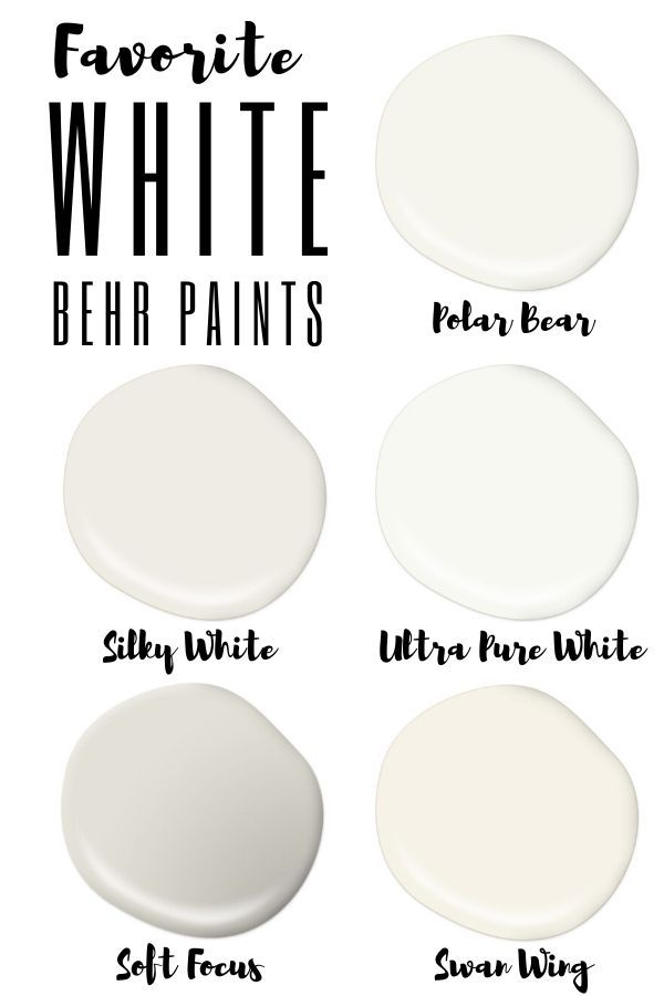 four white paint colors with the words favorite white bear paints