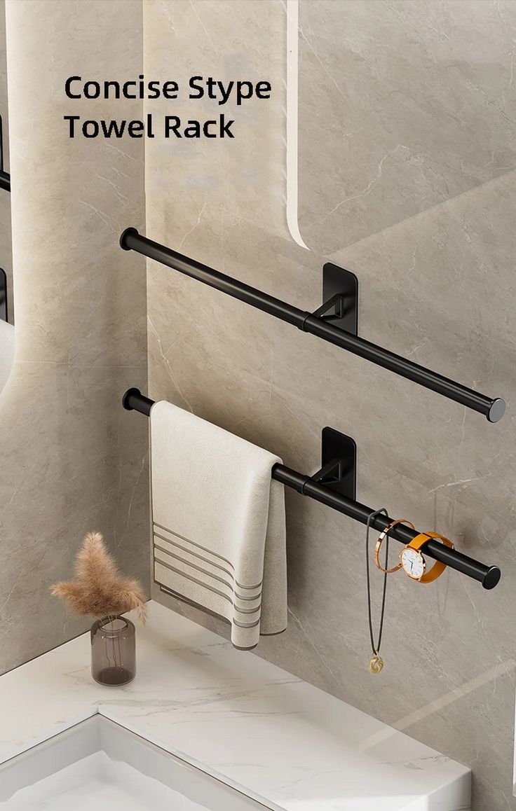 there is a towel rack in the bathroom