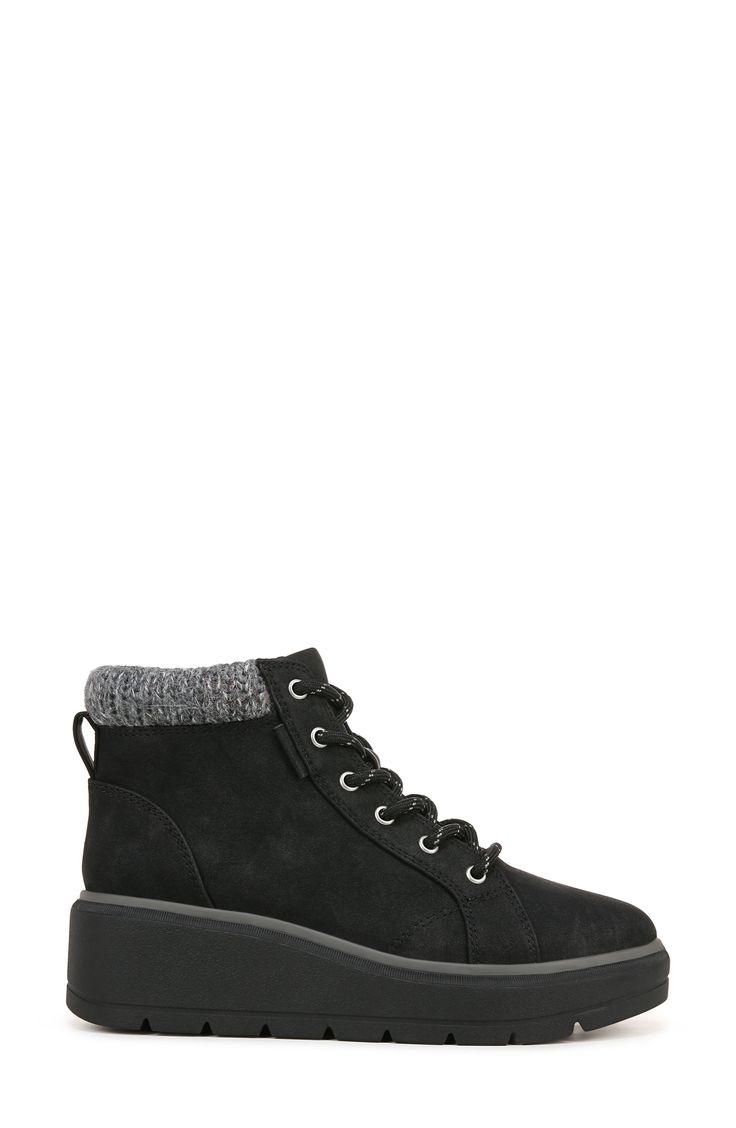 A chunky platform modernizes this lace-up ankle boot built for comfort on contoured cushioning and a flexible sole. 1 3/4" heel 4" shaft Synthetic and textile upper/textile lining/rubber sole Imported Trendy Lace-up Boots With Cushioned Footbed, Fall Synthetic Boots With Laces, Ankle-high Hiking Boots With Lug Sole, Trendy Mid-top Boots For Fall, Fall Synthetic Ankle Lace-up Boots, Casual Synthetic Lace-up Ankle Boots, Ankle-high Synthetic Boots With Laces, High-top Lace-up Boots With Textured Sole For Fall, Fall High-top Lace-up Boots With Textured Sole