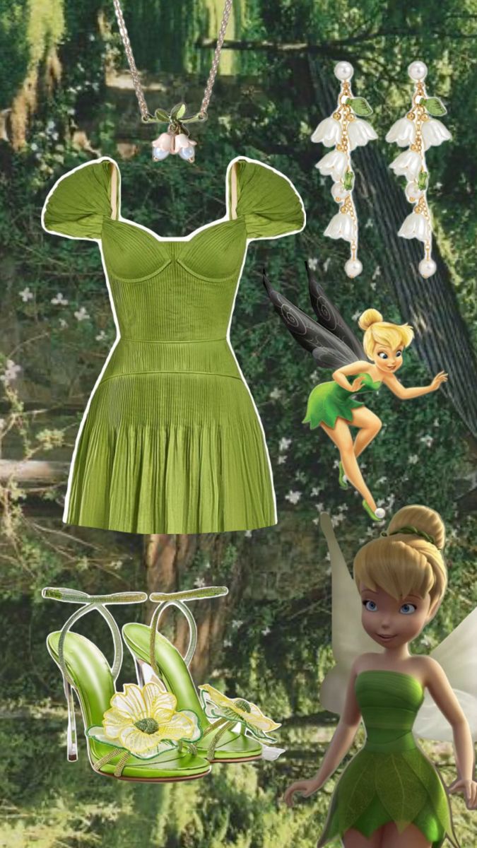 the tinker bell fairy costume is green