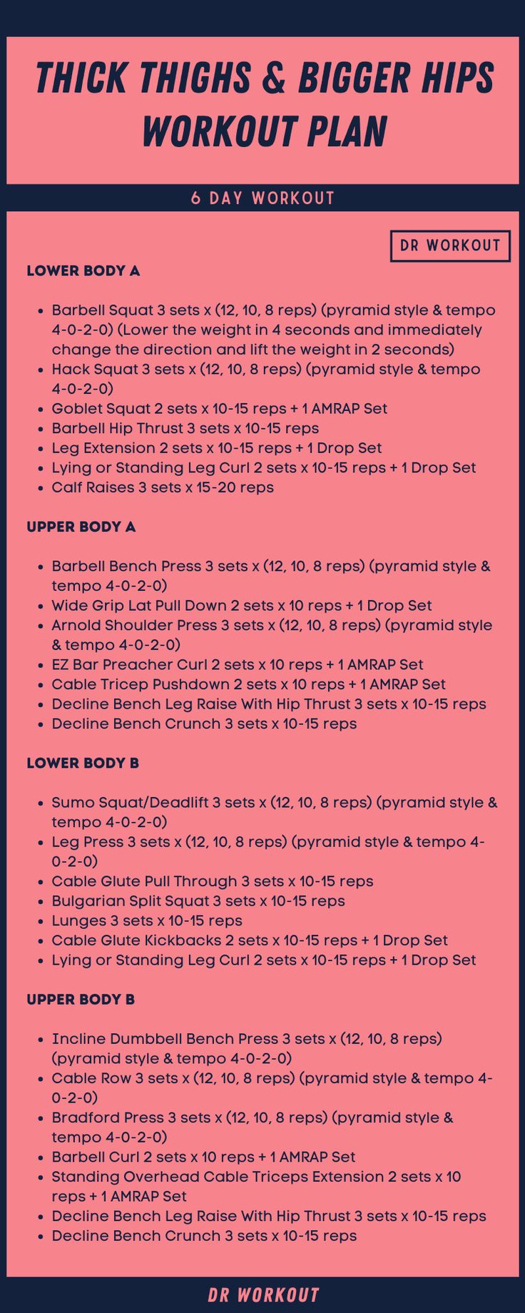 a pink and black poster with the words,'thick thighs & bigger hipss workout plan