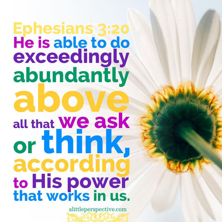 a flower with the words ephesians 3 20 he is able to do exceptionally abundantly above all that we ask or think, according to his power that works in us