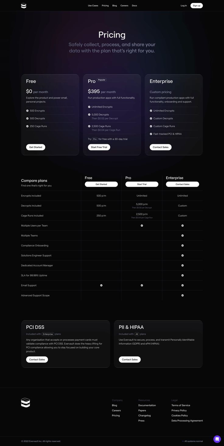 the website design for pricing is shown in black and purple colors, with dark background