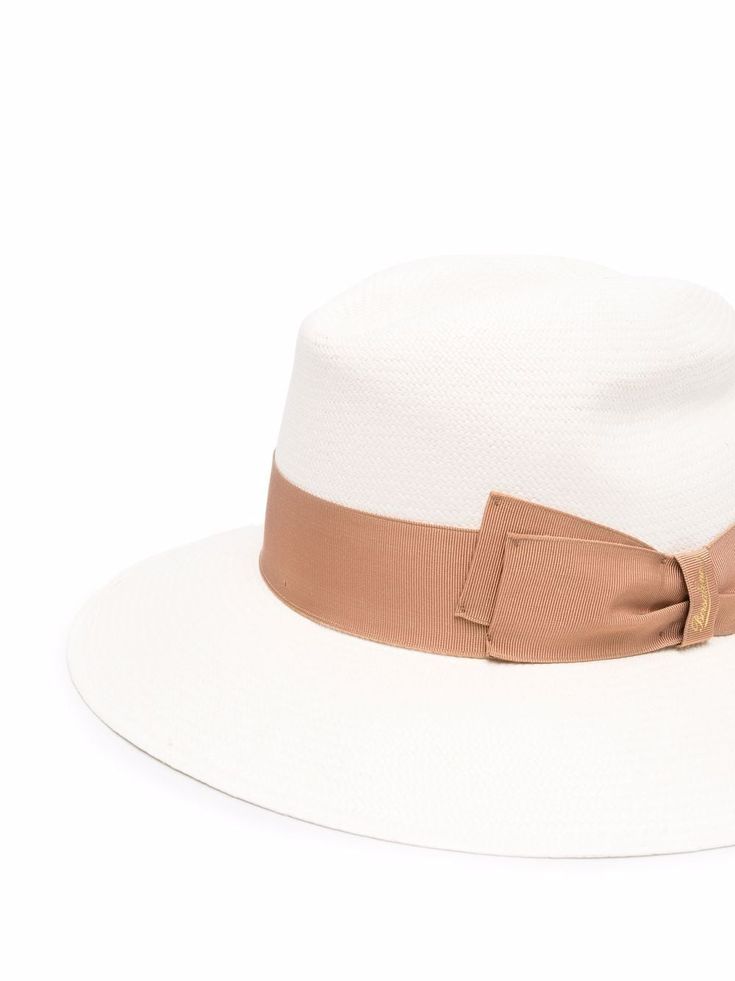 Borsalino wide-brim Straw Hat - Farfetch Chic Cream Straw Hat With Flat Brim, Elegant White Panama Hat In Toquilla Straw, Elegant Cream Panama Hat In Straw, Elegant Cream Panama Hat Made Of Straw, Chic Cream Toquilla Straw Sun Hat, White Elegant Straw Hat, Elegant Cream Straw Panama Hat, Elegant White Straw Hat, Chic Wide Brim Panama Hat