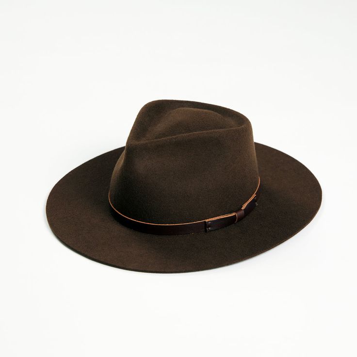 Yellow 108 Dylan Fedora - Brown with Leather Bow – Yellow 108 | Sustainable Headwear + Accessories Brown Leather Fedora For Fall, Classic Brown Felt Hat With Flat Crown, Classic Brown Flat Brim Felt Hat, Classic Brown Fedora With Flat Crown, Brown Short Brim Fur Felt Hat, Classic Brown Felt Hat With Curved Brim, Classic Brown Hat With Flat Crown, Brown Fur Felt Hat With Flat Crown, Brown Leather Fedora For Winter