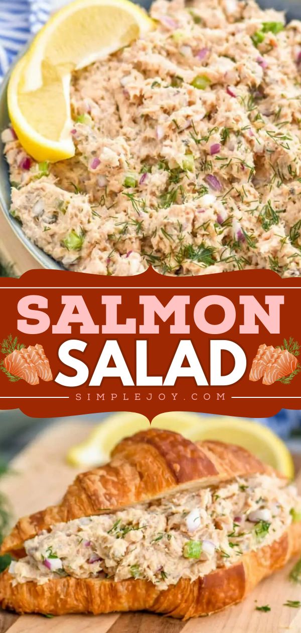 A summer salad recipe featuring canned salmon! Not only is does is this easy salmon salad ready in just 10 minutes, but also lets you enjoy a delicious, healthy sandwich. Or, serve this spring dish in lettuce cups for a low-carb option! Package Salmon Recipes, Thai Salmon Salad, Salmon In A Pouch Recipes, Smoked Salmon Salad Sandwich, Low Carb Salmon Meals, Tuna And Salmon Poke Bowl, Can Salmon Recipes Easy Healthy, Pink Salmon In A Can Recipes, Salmon Noodle Salad