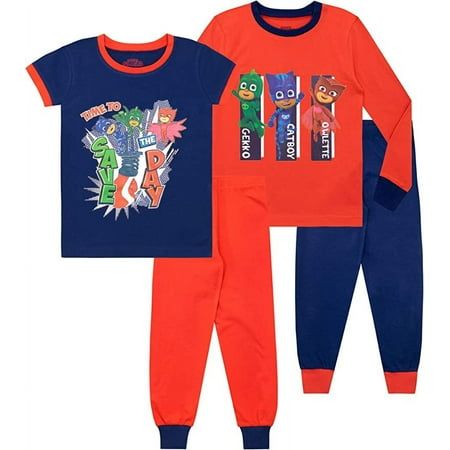 Boys PJ Masks Pyjama Set - Pack of 2. Its time to be a hero! In red and blue, this 2 pack of pyjamas features exciting prints of moonlight crusaders Catboy, Owlette, and Gekko on a blue short sleeve and red long sleeve top. Paired with red and blue bottoms that can be worn with either tee, your little hero will be ready to fight the Night Ninja in these awesome jammies! Crafted to be snug-fitting for extra comfort, for a little extra room, we recommend ordering a size up! Size: 7.  Gender: male. Night Ninja, Pj Masks Owlette, Catboy Pj Masks, Mask Cat, Red Long Sleeve Top, Red Long Sleeve Tops, Kids Nightwear, Kids Clothes Boys, Boys Pajamas