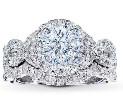 a diamond ring with two rows of diamonds around it