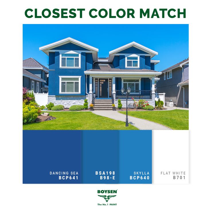 a blue house with the words closest color match on it