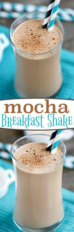 mocha breakfast shake with two straws in it