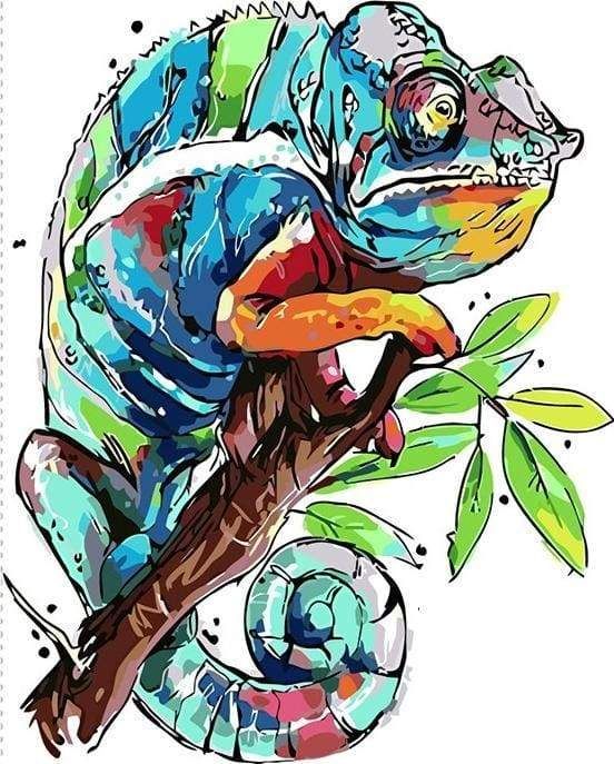 Chameleon Paint By Numbers Kit Chameleon Lizard, Arte Doodle, Nordic Art, Diy Oils, Framed Abstract, Paint By Numbers, Wild Life, Wall Art Pictures, Andy Warhol