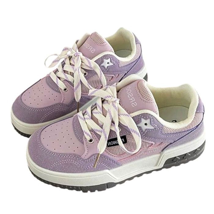 These cute sneakers have a vegan leather upper with a cute star detail by the laces, a low ankle rise and a lace up in front ✨ Comes in both purple and white Run small, please review the sizing information Purple Items Aesthetic, Trendy Purple High-top Sneakers With Round Toe, Sporty Purple Skate Shoes With Laces, Casual Purple Lace-up Platform Sneakers, Purple Low-top Platform Sneakers, Casual Purple Low-top Platform Sneakers, Trendy Purple Synthetic Sneakers, Casual Purple Platform Sneakers With Round Toe, Casual Purple High-top Platform Sneakers