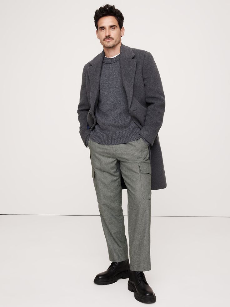 Look closely: these tailored cargo pants are cut in a Italian fabric we love for its use of warm wool.  Here, we put it to use in a silhouette that balances expert tailoring and comfort, thanks to hidden elastic at the waistband.  Mid-rise.  Tapered fit.  Cropped length.  Fabric from Italy's Alfa Fi mill.  Elastic waistband.  Zip fly with button closure.  Belt loops.  Front, back, and side cargo pockets.  Unlined.  Mid-rise.  Tapered fit.  Cropped length.  Inseam: Regular 28. 5" Model: Size 32, Classic Dress Pants With Pockets For Winter, Business Dress Pants With Pockets For Winter, Winter Workwear Bottoms, Full Length Wool Bottoms For Fall, Full-length Bottoms For Winter Workwear, Full Length Bottoms For Workwear In Winter, Full Length Business Bottoms For Winter, Full Length Bottoms For Winter Workwear, Business Winter Full-length Bottoms