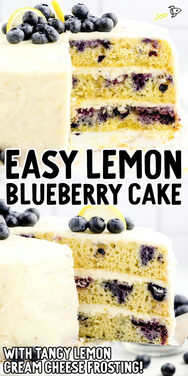 Lemon Blueberry Cake Lemon And Blueberry Cake, Blueberry Layer Cake, Blueberry Lemon Cake Recipe, Lemon Layer Cake, Lemon Blueberry Cake, Lemon Buttercream Frosting, Lemon Layer Cakes, Lemon Buttercream, Blueberry Lemon Cake