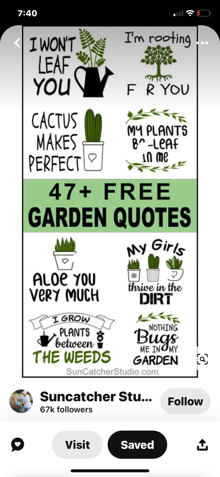 the garden quotes app on an iphone