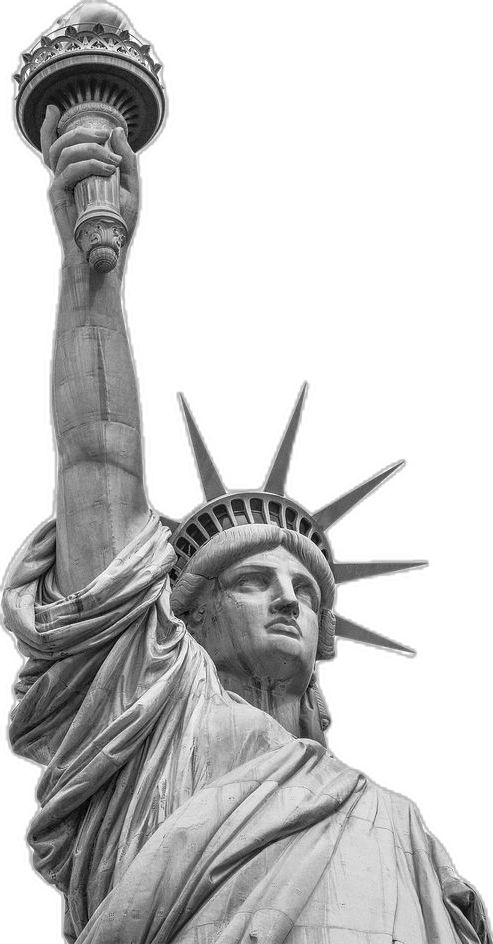 black and white photograph of the statue of liberty