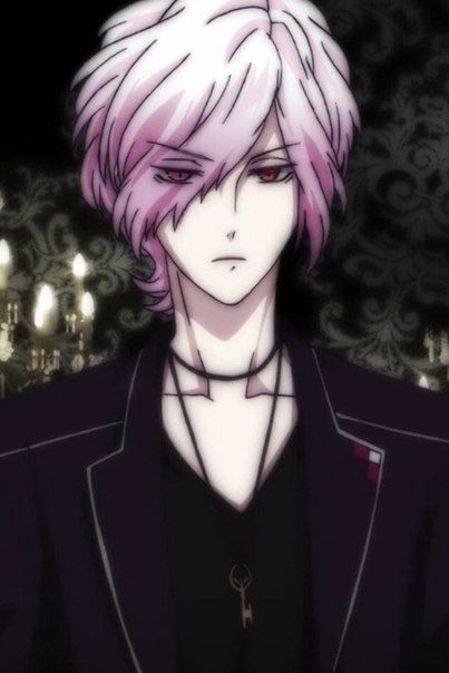 an anime character with pink hair and black shirt