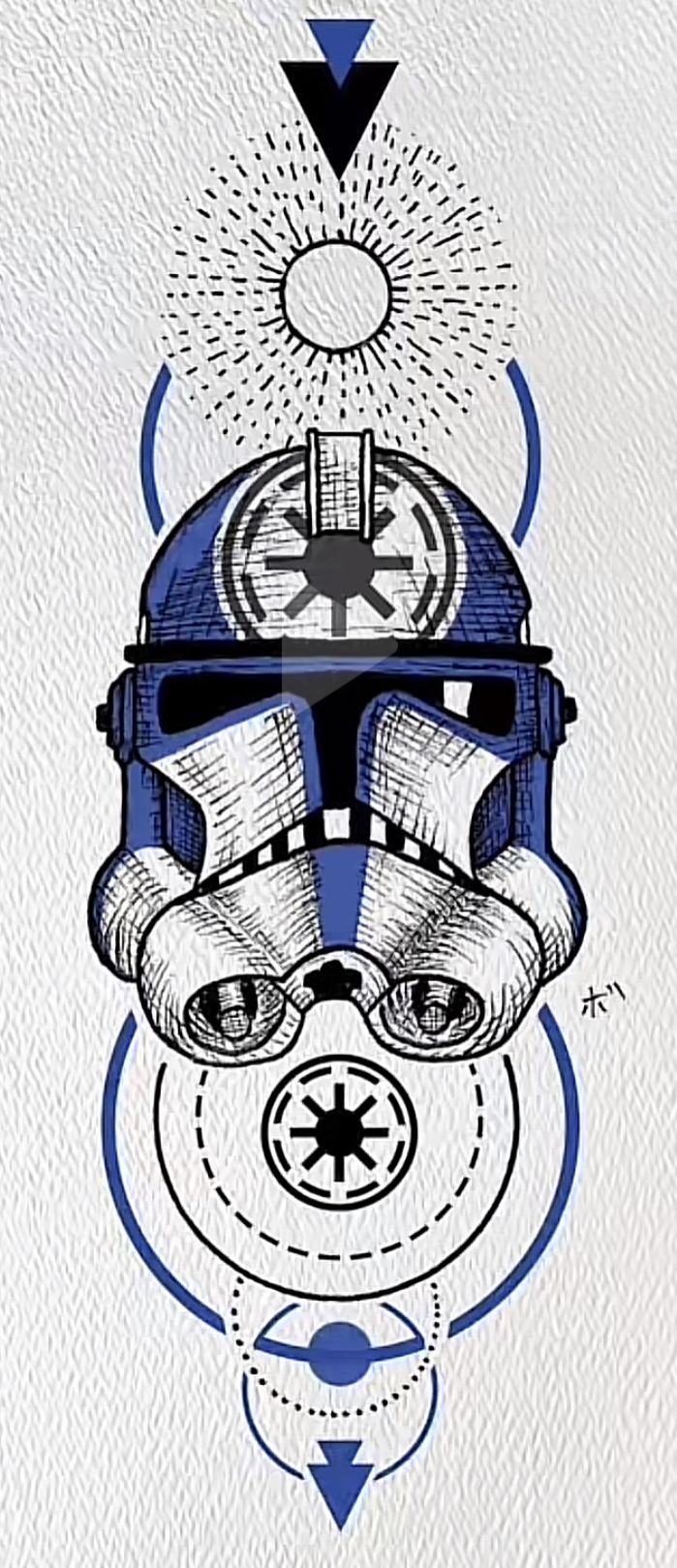 a drawing of a star wars trooper helmet