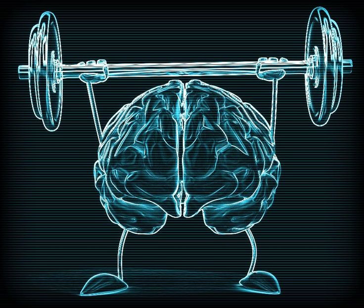 a brain with arms and legs holding a barbell