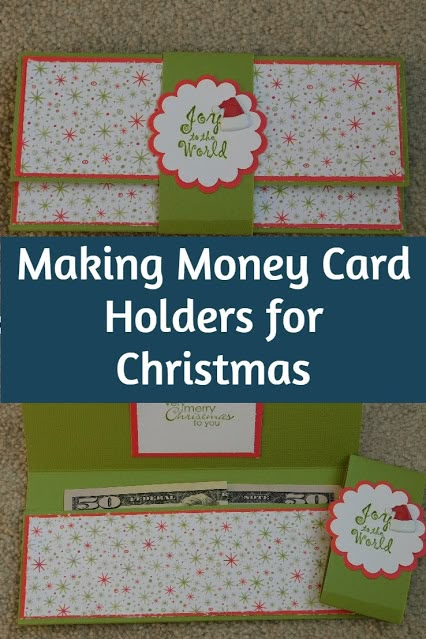 three christmas cards with the words making money card holders for christmas