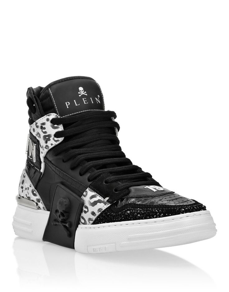 Philip Plein Shoes, Phillips Plein, Philip Plein, Fresh Kicks, Black Animals, Vans High Top Sneaker, Hi Top, Philipp Plein, Vans Sk8