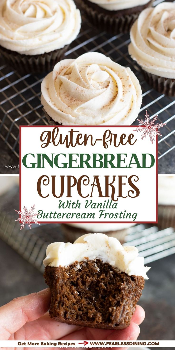 gluten - free gingerbread cupcakes with buttercream frosting