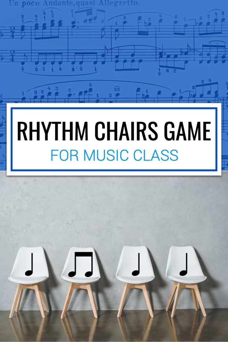 three chairs with musical notes on them and the words rhythm chairs game for music class