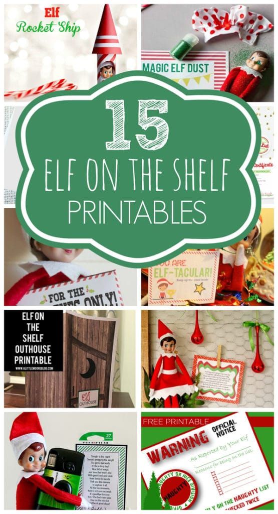 elf on the shelf printables with text overlay that reads 15 elf on the shelf printables