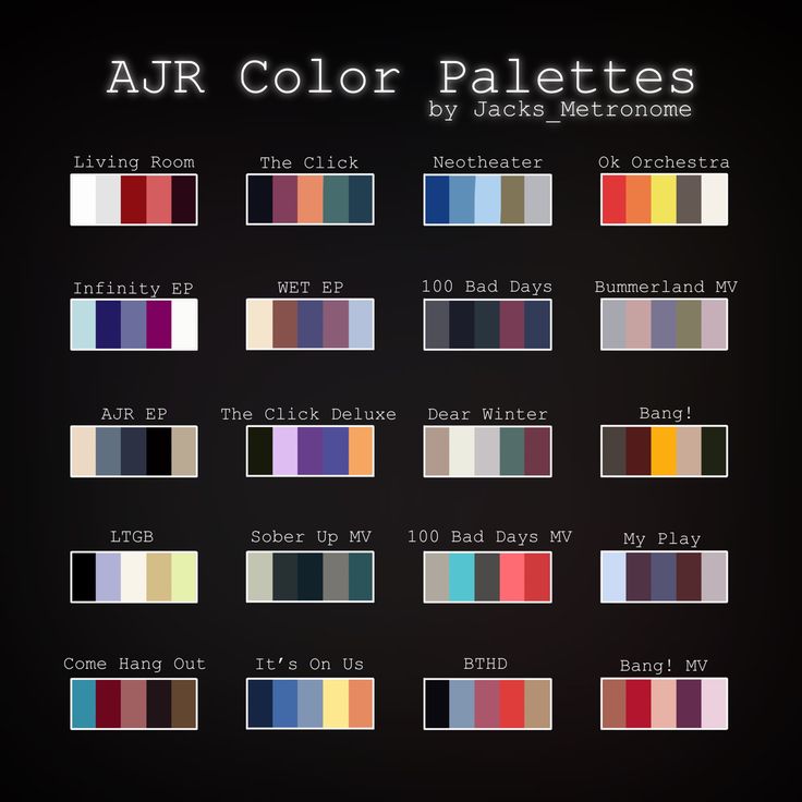 the color palettes are all different colors