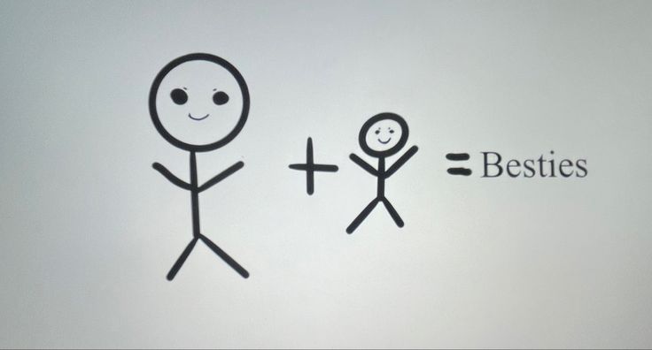 two stick figures with the words besties above them