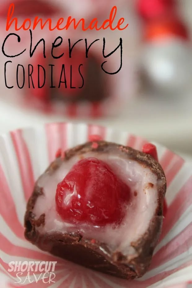 homemade cherry cordials in a candy wrapper on a plate with text overlay that reads homemade cherry cordials