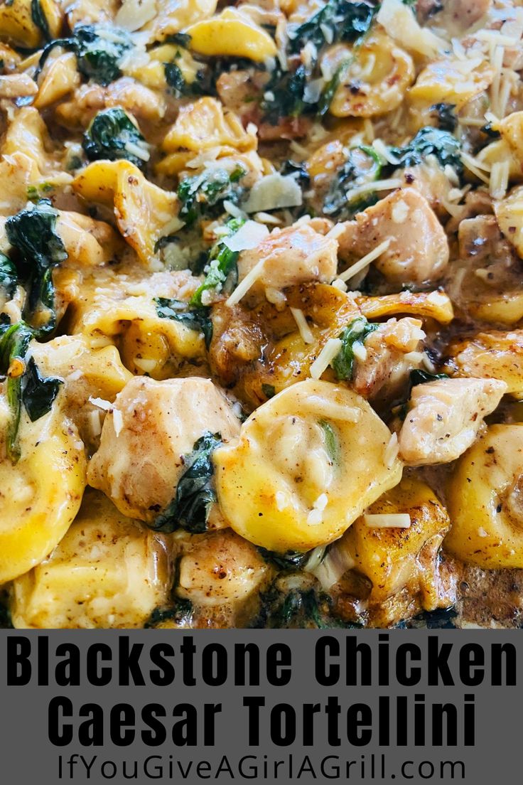 tortellini on the griddle with chicken Chicken Caesar Tortellini, Summer Recipe Ideas Dinner, Yummy Blackstone Recipes, Flat Top Tortellini, Chicken Tortellini Blackstone, Tortellini Recipes On The Blackstone, Blackstone Griddle Chicken Recipes Dinners, Blackstone Family Dinner, Dinner Recipes For Blackstone Griddle