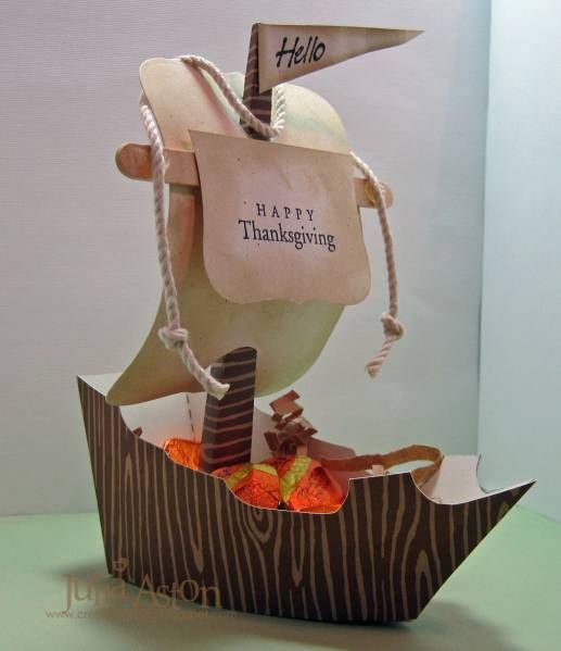 a paper boat with a happy thanksgiving message on it