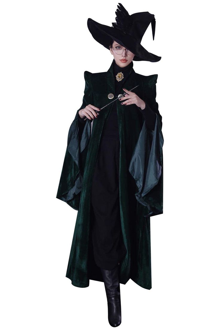 PRICES MAY VARY. Women Professor Costume Witch Cosplay Halloween Wizard Sorceress Cloak Robe Coat with Hat Wand. Materials: the robe are made of velvet fabric, high quality, soft and comfortable, hat is uniform cloth, and professor wand is made of resin, which ensures that the wand is not easy to break or bend. Include: Coat + Hat + Wand( NOT including feathers and brooches! ) Occasion: Perfect for cosplay, carnival, Halloween, comic-con, fancy dress party and other costume occasions Attention: Professor Costume, Harry Potter Kostüm, Witches Costumes For Women, Halloween Costumes Women Creative, Most Creative Halloween Costumes, Minerva Mcgonagall, Wizard Costume, Witch Cosplay, Witch Costumes