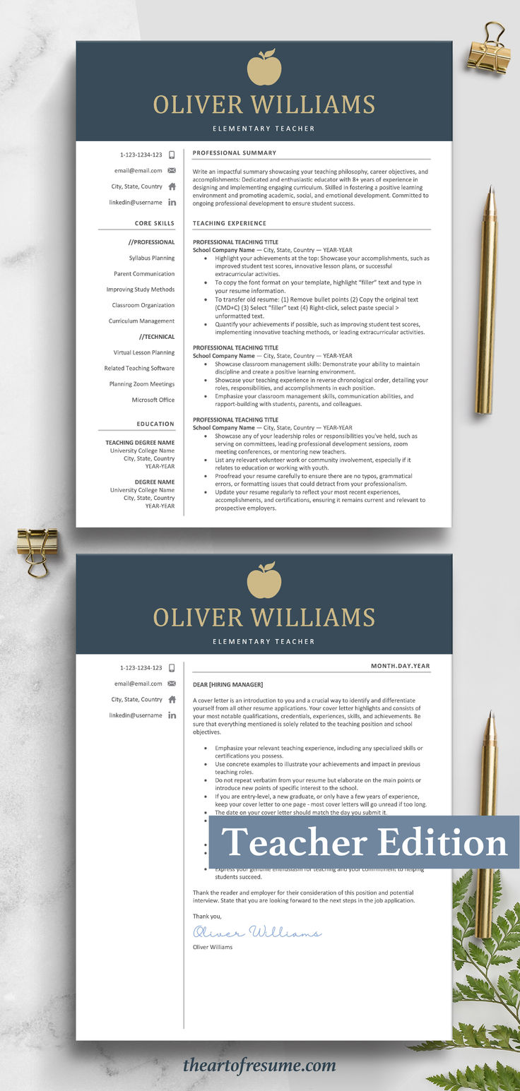 The Art of Resume Template | Navy Blue Teacher Resume Template Teacher Resume Template Free, Teacher Career, Teacher Preschool, Teaching Resume, Reference Page, Education Resume, Teaching Philosophy, Teacher Resume Template, Jobs For Teachers