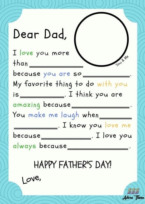 a father's day card with the words dear dad