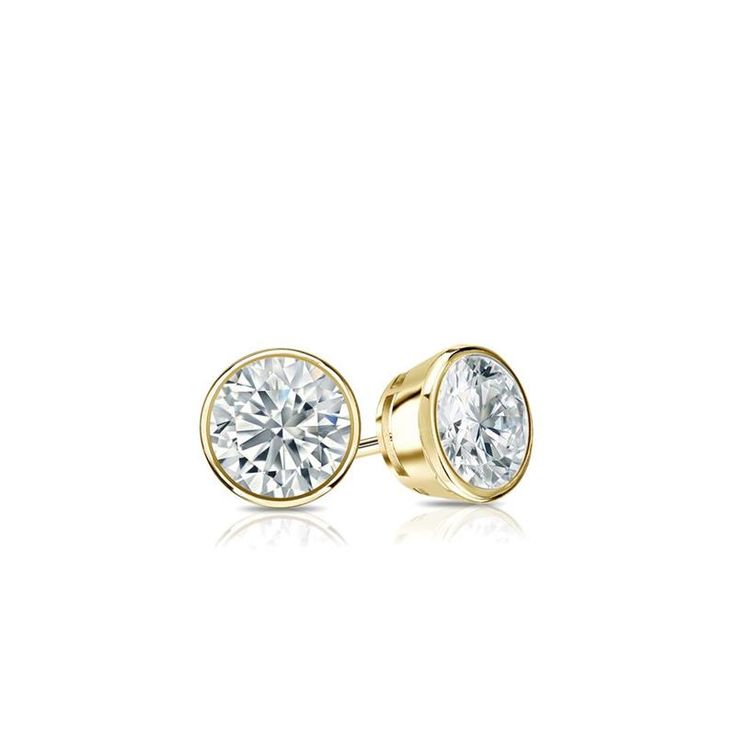 Bezel set baby diamond stud earrings make a stylish statement in beauty. These 18k yellow gold stud earrings sparkle with a total weight of 0.10 ct. of sparkling round natural diamonds and are available with push-back, screw back or secure lock back clasps. Black Diamond Pendant, Black Diamond Studs, Halo Diamond Earrings, Solitaire Diamond Pendant, Diamond Earrings Studs Round, Colored Diamond Rings, Rose Gold Earrings Studs, White Gold Earrings Studs, White Gold Studs