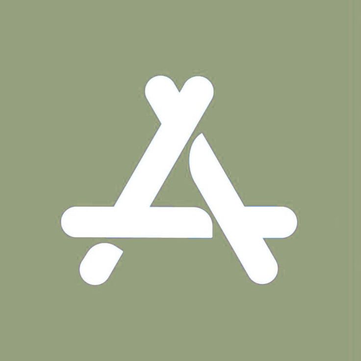 the letter a is made up of two white lines on a green background with an inverted triangle