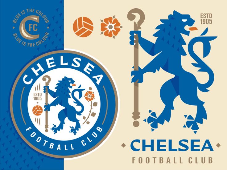 the chelsea logo and crest are shown in two different colors, one blue and one white