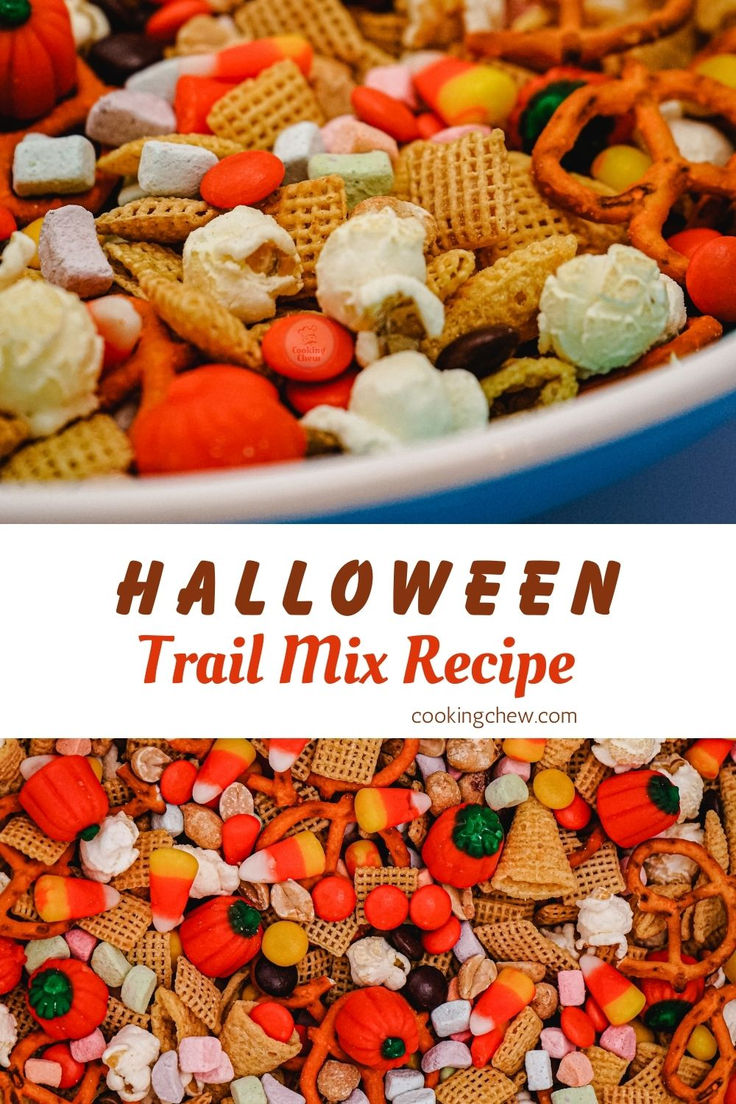 Quick and easy Halloween trail mix recipe perfect for parties Monster Trail Mix Recipes, Harvest Trail Mix Recipe, Halloween Trail Mix Recipe For Kids, Halloween Trail Mix Recipe, Halloween Trail Mix, Fall Movie Night, Party Mix Snacks, Trail Mix Recipe, Halloween Snack Mix