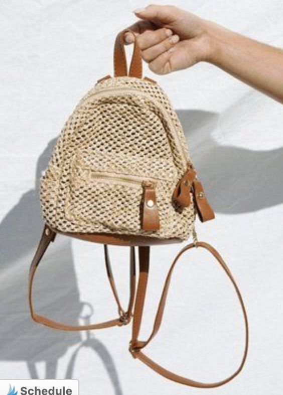 Mini is the trend this summer... Take this cute backpack to run errands, go shopping, or to the beach! - woven style backpack with zipper - small front pouch that has zipper closure - adjustable / removable straps Spring Vacation Backpack, Spring Vacation Backpack Bags, Casual Beige Backpack For Spring, Spring Beach Backpack Bag, Casual Summer Backpack For Daily Use, Casual Everyday Straw Backpack, Casual Summer Straw Backpack, Casual Everyday Straw Backpack Bag, Casual Summer Straw Backpack Bag