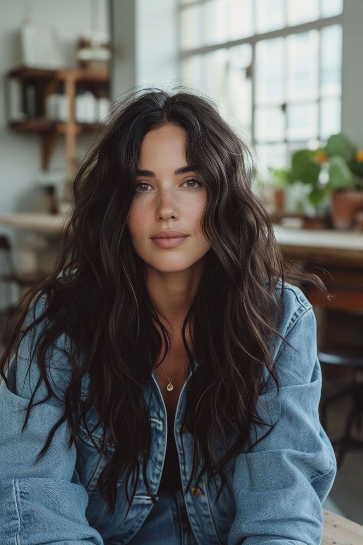 Midnight Waves Long Layered Brown Hair, Long Textured Haircut, Mid Back Length Hair, Pale Skin Dark Hair, Wavy Brunette Hair, Herb Products, Vanessa Hudgens Hair, Newyork Streetstyle, Long Wavy Haircuts